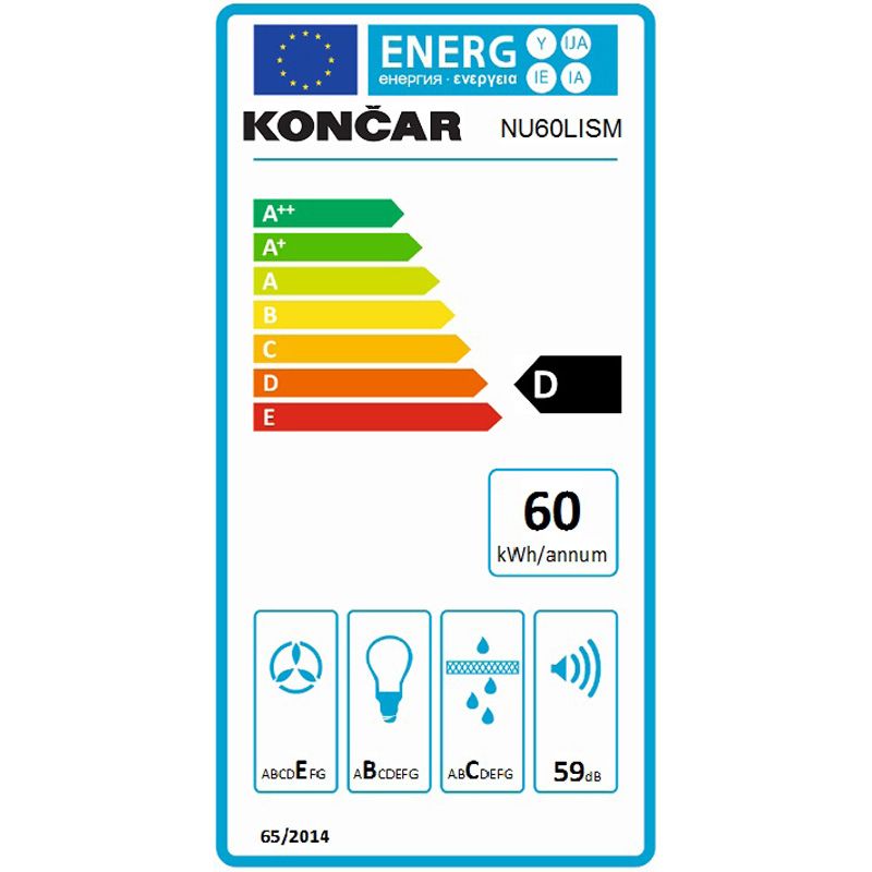 KONČAR kuhinjska napa NU60LISM (253m3/h) - Slika 3